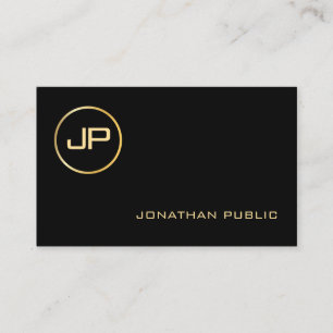 Carte De Visite Elégant professionnel monogramme à la mode Gold