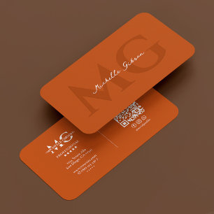 Carte De Visite Élégant professionnel Monogramme Orange Initiales