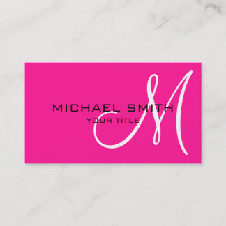 Carte De Visite Élégant professionnel Monogramme rose clair
