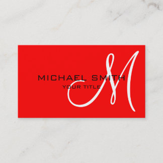 Carte De Visite Élégant professionnel Monogramme Rouge clair