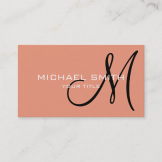 Carte De Visite Élégant professionnel Monogramme Saumon simple