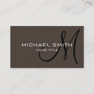 Carte De Visite Élégant professionnel Monogramme Taupe simple