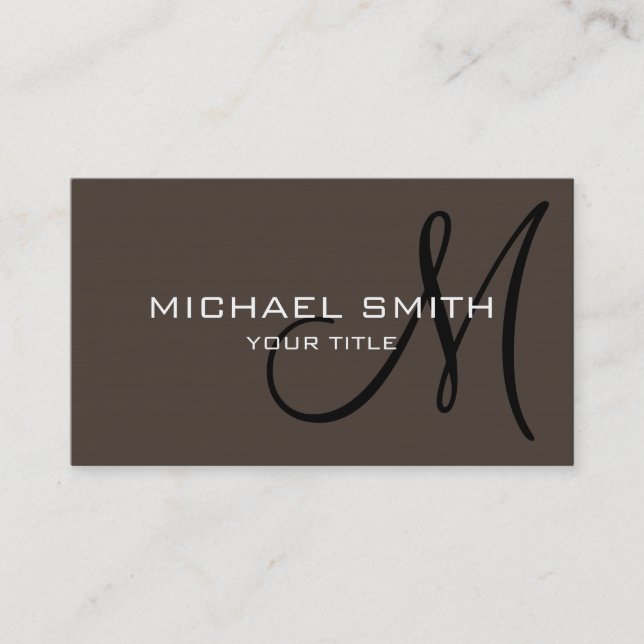 Carte De Visite Élégant professionnel Monogramme Taupe simple (Devant)