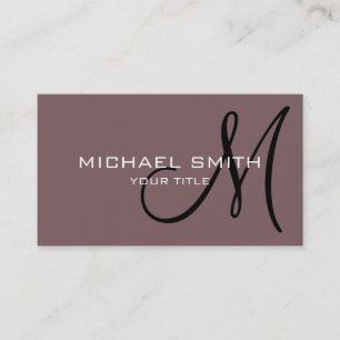 Carte De Visite Élégant professionnel Monogramme Taupe simple
