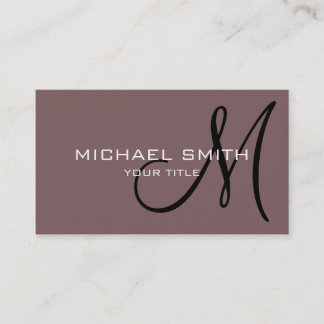 Carte De Visite Élégant professionnel Monogramme Taupe simple