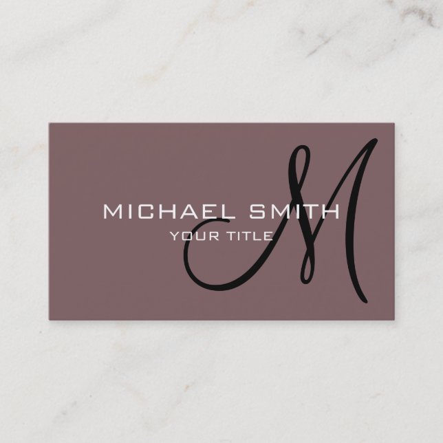 Carte De Visite Élégant professionnel Monogramme Taupe simple (Devant)
