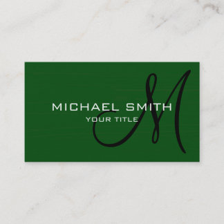 Carte De Visite Élégant professionnel Monogramme vert clair