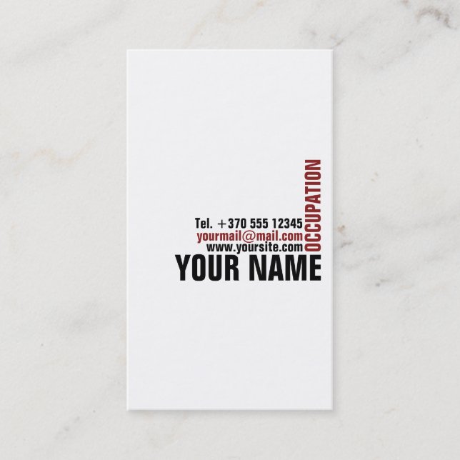 Carte de visite élégant professionnel noir rouge (Devant)