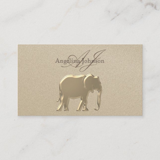 Carte De Visite Élégant Professionnel Or Feuille D'Éléphant (Devant)