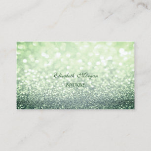 Carte De Visite Élégant Professionnel Pailleté Vert Bokeh