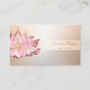 Carte De Visite Élégant Professionnel  Paillettes en Rayures Lotus