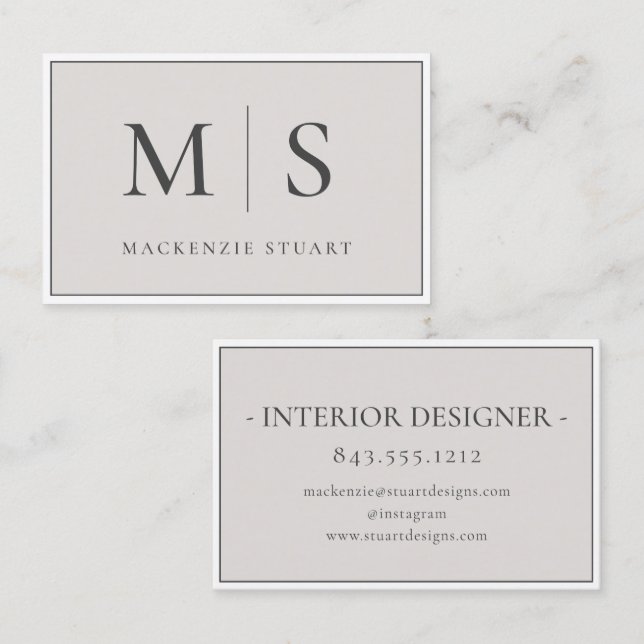 Carte De Visite Élégant Professionnel Simple Monogramme Minimalist (Devant / Derrière)