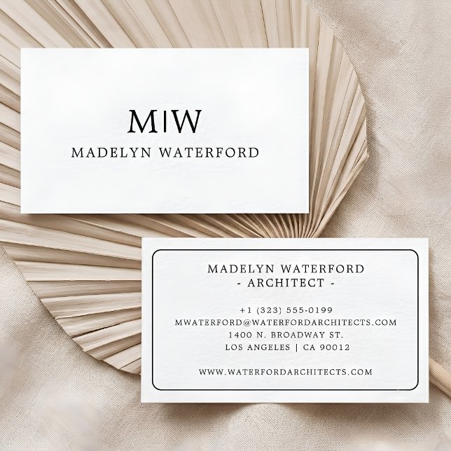 Carte De Visite Élégant Professionnel Simple Monogramme Minimalist (Elegant Professional Simple Monogram Minimalist Business Card)