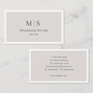 Carte De Visite Élégant Professionnel Simple Monogramme Minimalist