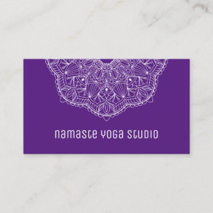 Carte De Visite Élégant Purple Main Tirée Mandala Yoga Instruct