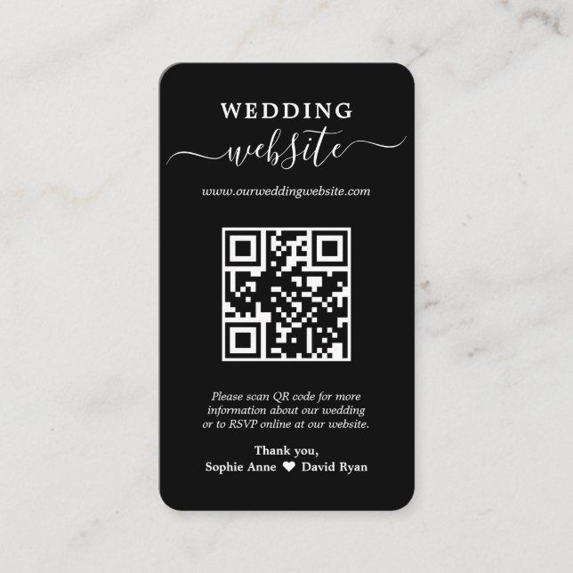 Carte De Visite Elegant QR Code Photo Mariage Site Web (Devant)