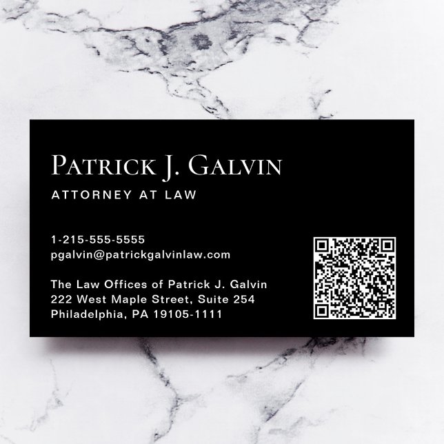 Carte De Visite Élégant QR Code professionnel noir (Capture attention, make connections, and leave a lasting impression with our modern QR business card)