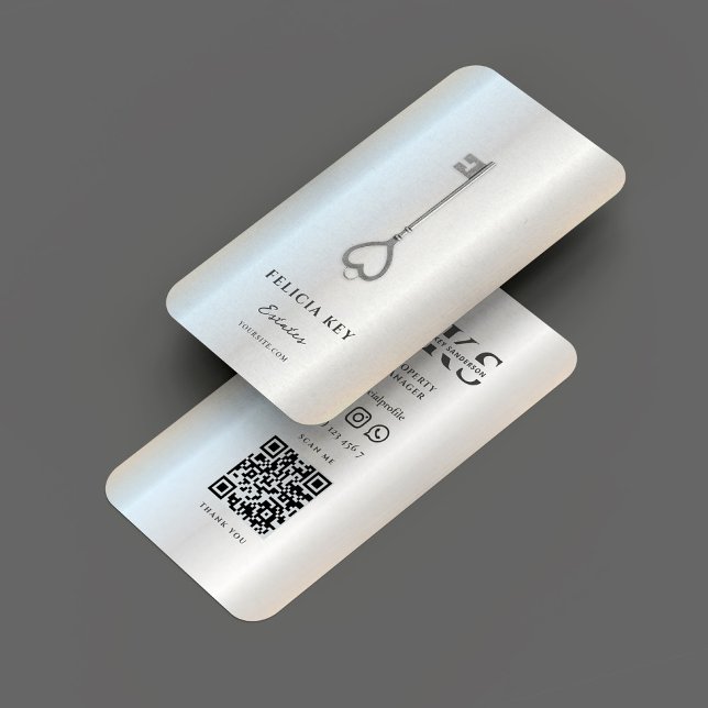 Carte De Visite Élégant Realtor Moderne Immobilier Argent (Elegant Modern Realtor Real Estate Silver Business Card
)