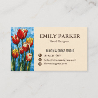 Carte De Visite Elegant Red Tulip Floral Business Card