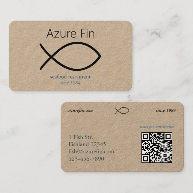 Carte De Visite Elégant restaurant de fruits de mer | Logo de pois (Devant / Derrière)