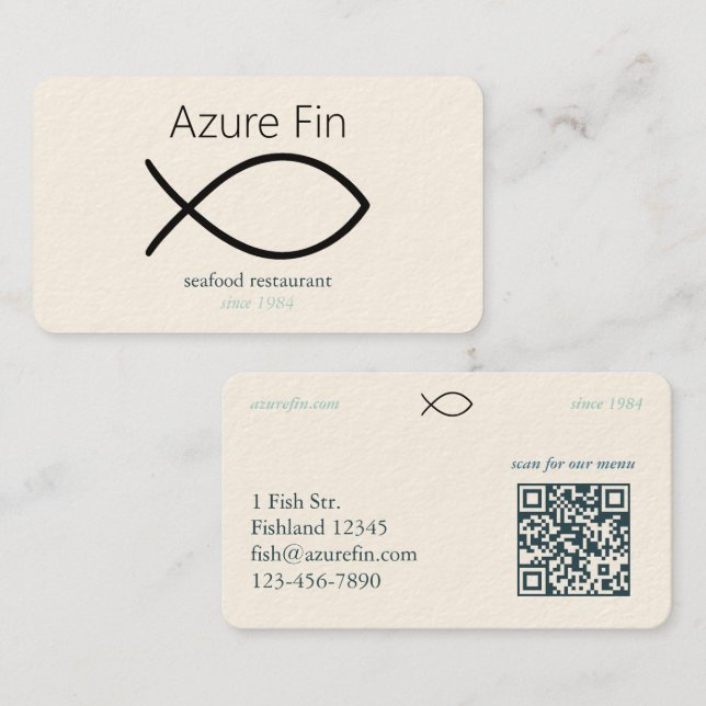Carte De Visite Elégant restaurant de fruits de mer | Logo de pois (Devant / Derrière)