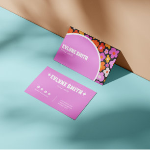 Carte De Visite Élégant rétro Super violet coloré Floral moderne