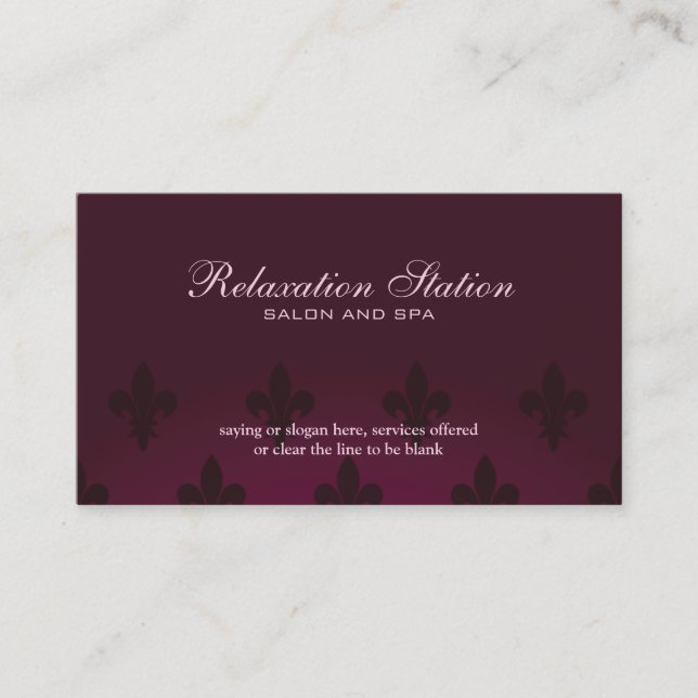 Carte de visite élégant riche de spa de salon de (Devant)