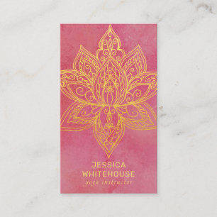 Carte De Visite Élégant Rose à fleurs de Lotus d'or