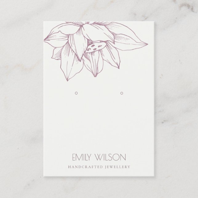 CARTE DE VISITE ÉLÉGANT ROSE BLANC LOTUS SIMPLE EARRING AFFICHAGE (Devant)