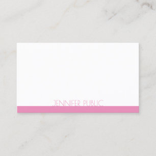 Carte De Visite Elégant rose blanc Modèle moderne design chic