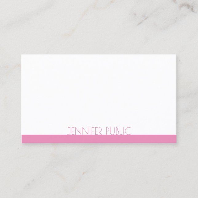 Carte De Visite Elégant rose blanc Modèle moderne design chic (Devant)