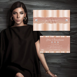 Carte De Visite Élégant Rose Coral Bijoux étincelants Monogramme É