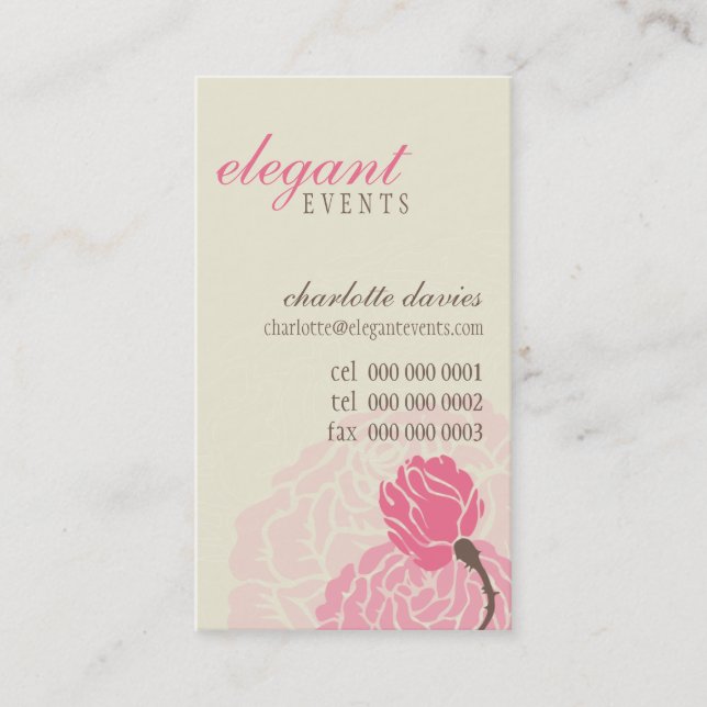 CARTE DE VISITE élégant :: rose élégant crème rose (Devant)