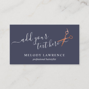 Carte De Visite Elégant rose en cuivre ciseaux en or coiffeuse
