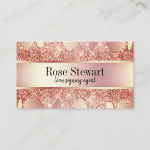 Carte De Visite Élégant rose en cuivre parties scintillant doré