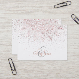Carte De Visite Elégant rose en or mandala confetti design