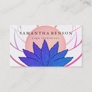 Carte De Visite Élégant rose et bleu Lotus Logo Yoga