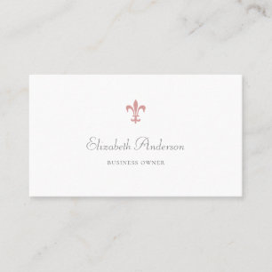 Carte De Visite Élégant rose Fleur de Lis Logo Script professionne