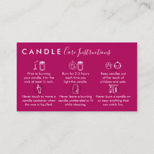 Carte De Visite Élégant rose foncé Bougies Instructions