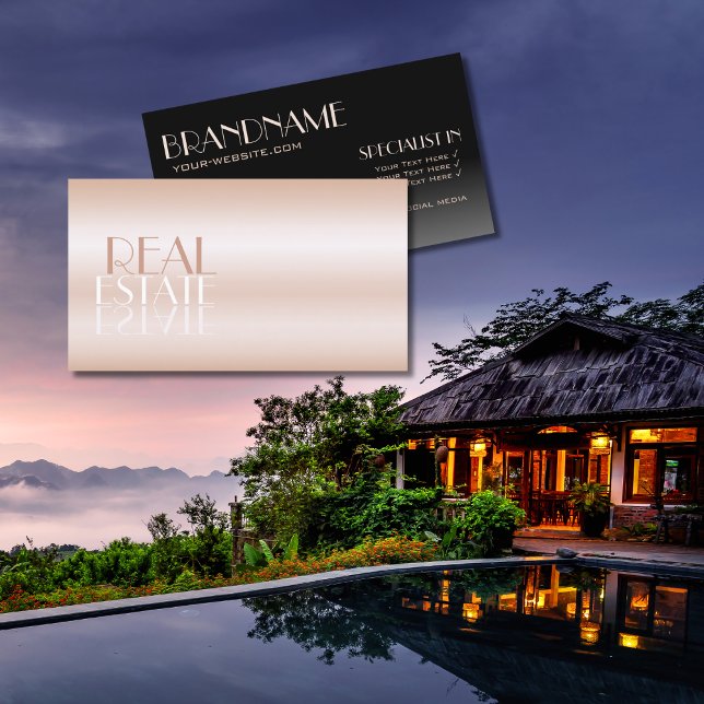 Carte De Visite Elégant Rose Gold Black Mirror Police Professionne (Créateur téléchargé)