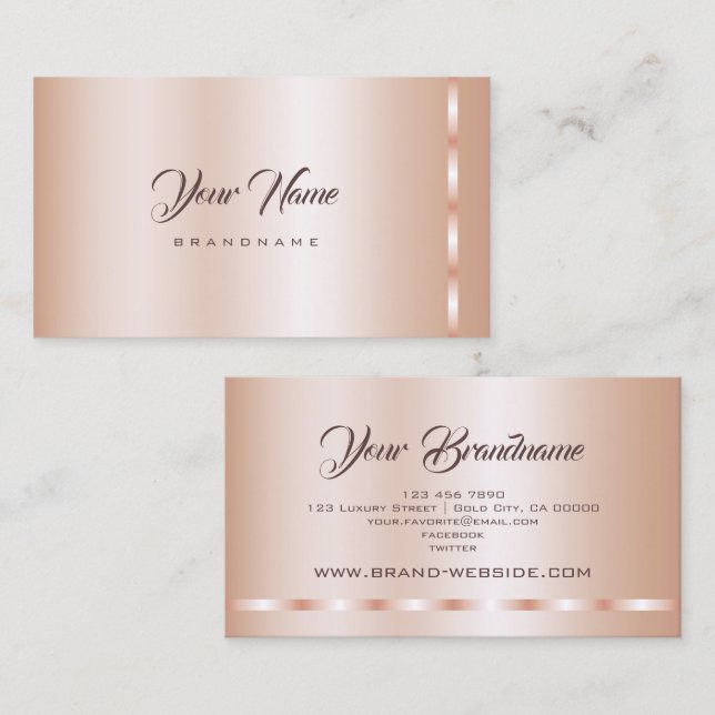 Carte De Visite Elégant Rose Gold Blush professionnel et tendance (Devant / Derrière)