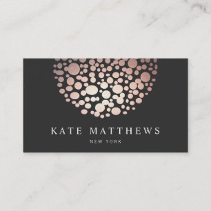 Carte De Visite Elégant Rose Gold Circles Salon de beauté