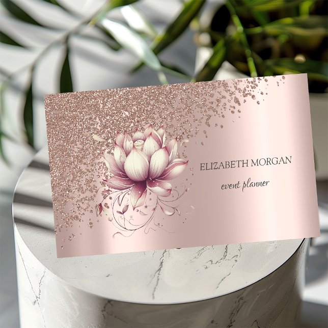 Carte De Visite Élégant Rose Gold Diamants Chic Lotus de Style (Créateur téléchargé)