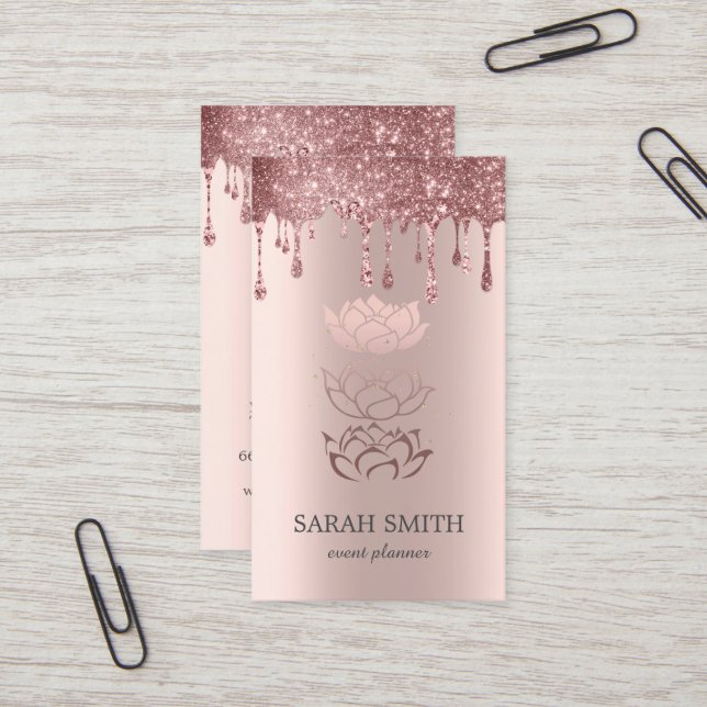 Carte De Visite Elégant Rose Gold Drivers Lotus (Devant/Arrière en situation)