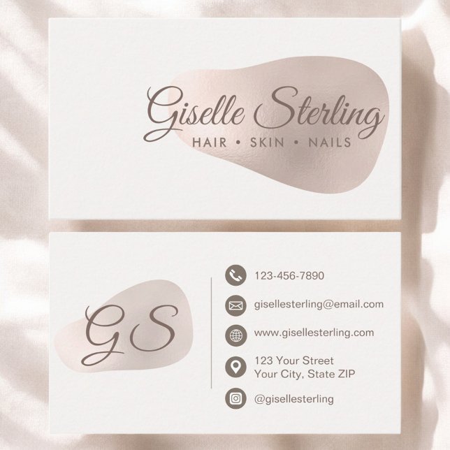Carte De Visite Élégant Rose Gold Foil Abstrait Blush Beauty (Créateur téléchargé)