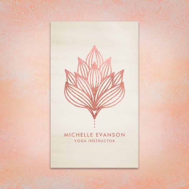 Carte De Visite Élégant Rose Gold Foil Lotus Floral Beige (Créateur téléchargé)