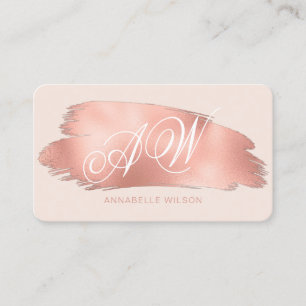 Carte De Visite Élégant Rose Gold Foil & Pink Monogram