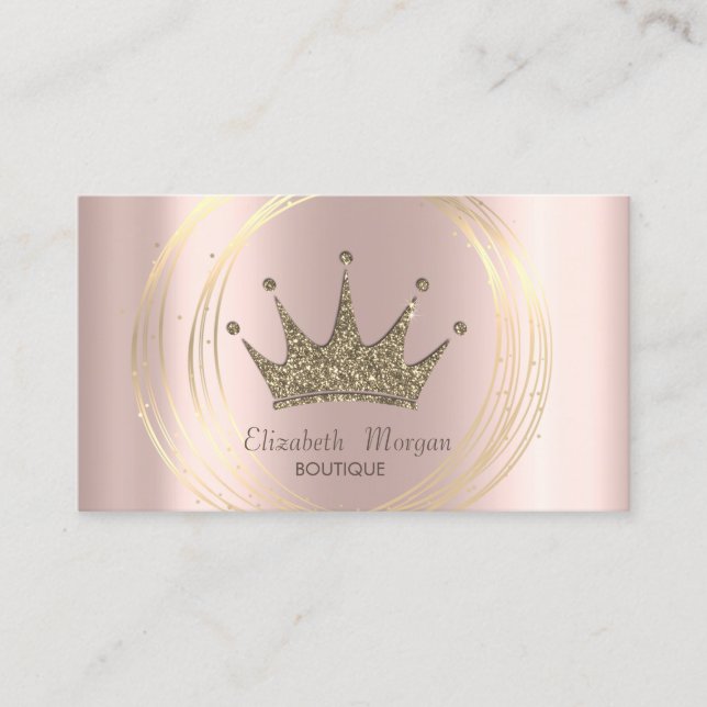 Carte De Visite Elégant Rose Gold, Gold Cercles Parties scintillan (Devant)