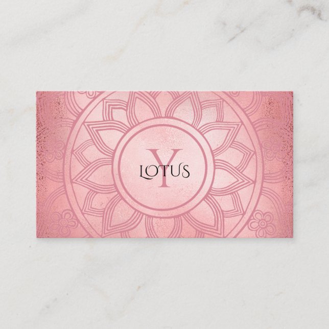 Carte De Visite Élégant Rose Gold Lotus Mandala Yoga (Devant)