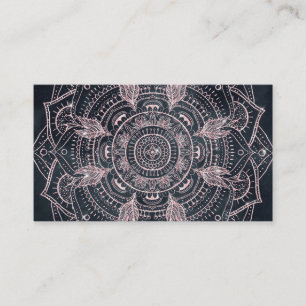 Carte De Visite Elégant Rose Gold Mandala Gray Nebula Design